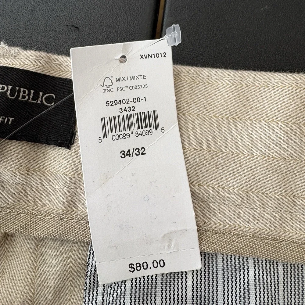 Banana Republic Pants Mens Size 34x29 Beige‎ Grayson Slim Tapered Cotton